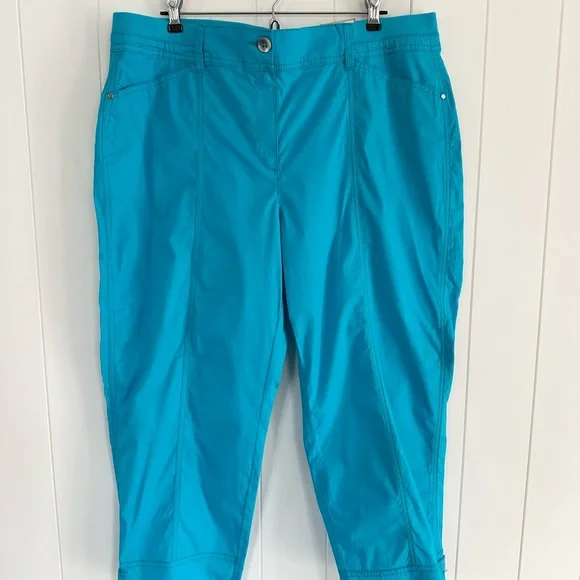 Chico's The Ultimate Fit Cool Cotton Cropped Capris In Bright Blue - Picture 2 of 8